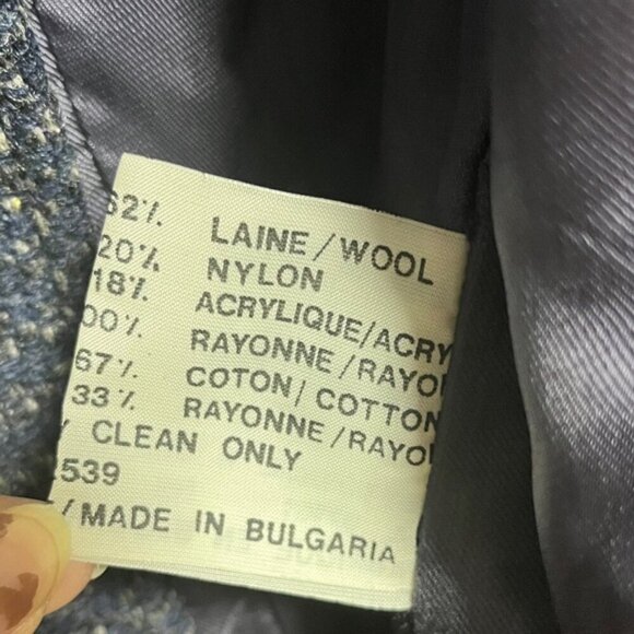 Navy Wool-Blend Double-Breasted Overcoat - Picture 8 of 9